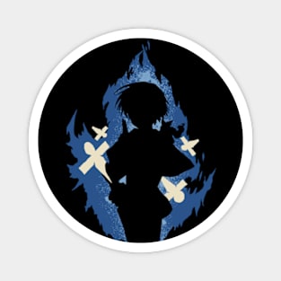 Seika Lamprogue Fire Aura with His Shikigami from The Reincarnation of the Strongest Exorcist in Another World or Saikyou Onmyouji no Isekai Tenseiki in Cool Simple Silhouette (Transparent) Magnet